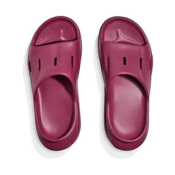 NEW HOKA women's ora recovery slide sandal in beet - Picture 3 of 5